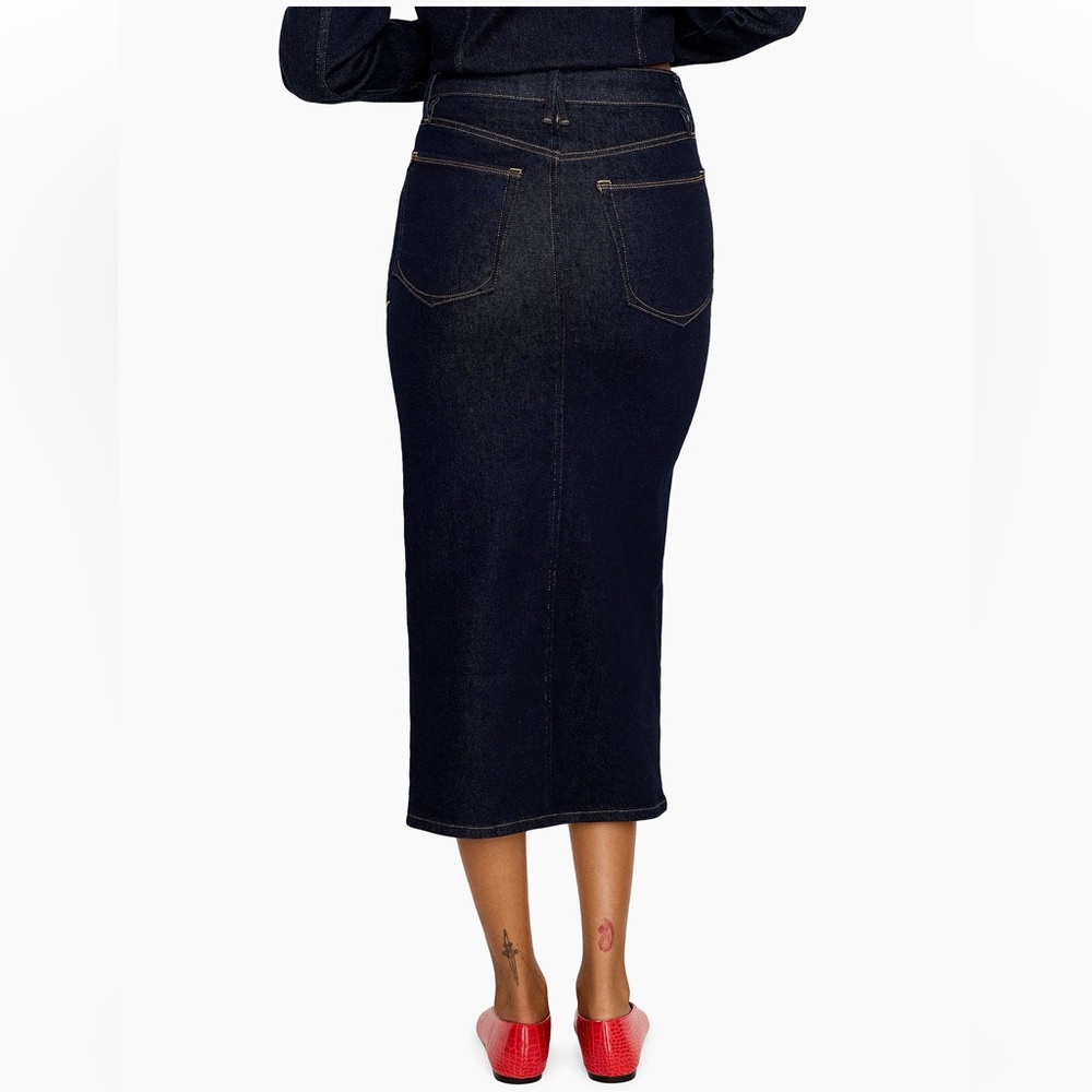 NWT Good American Stretch Denim Midi Skirt Sz 2/26 - Picture 4 of 13